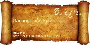 Baranyi Ákos névjegykártya